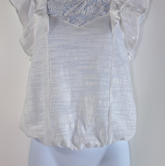 Express White Lace Pieced Mock Neck Top Size XS - Picture 4 of 17